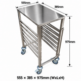 Gastronorm Pan Trolley - 6 Layer with Soild Table Top