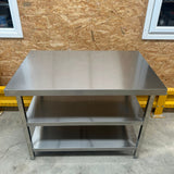 Stainless Steel Centre Table -  1200x800x900mm - 2 Shelves