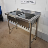 Double Bowl Sink 1000mm  - No Undershelf - No Draining Board