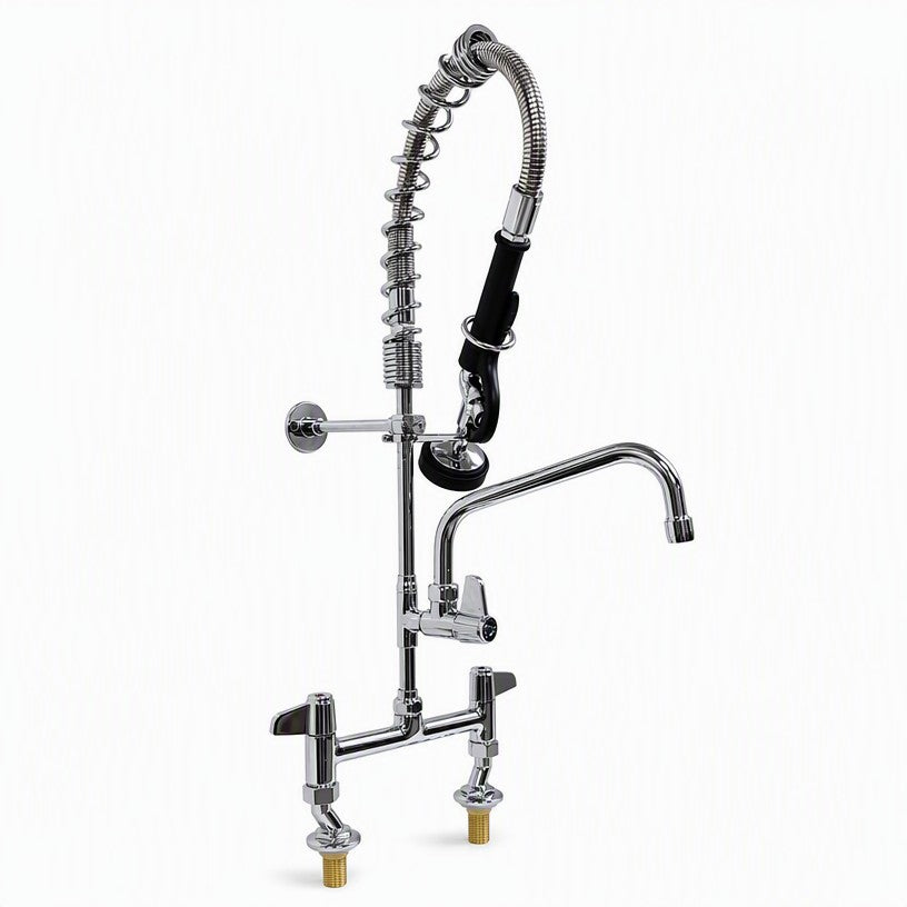 Heavy Duty Compact Commercial Pre-Rinse Spray Arm with 8" Bowl Filler – Twin Inlet – 630mm
