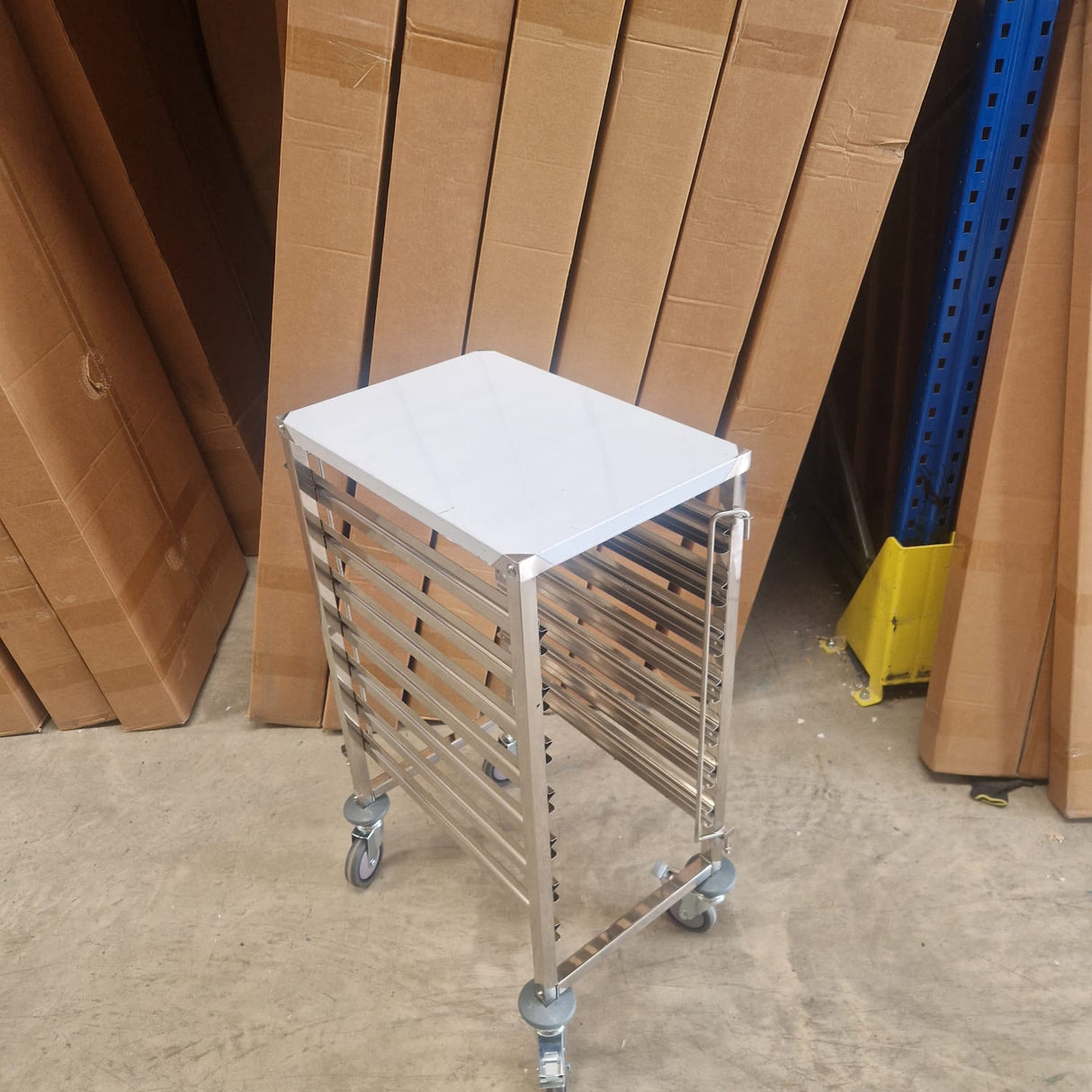 Gastronorm Pan Rack Trolley - 6 Layer with Solid Table Top