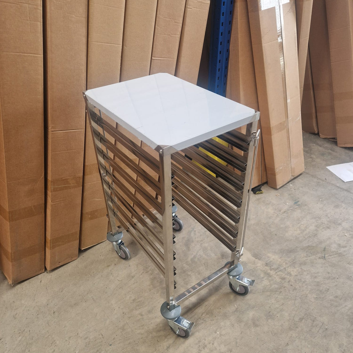 Gastronorm Pan Rack Trolley - 6 Layer with Solid Table Top