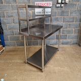 Stainless Steel Wall Prep table - 1200x600x900mm (WxDxH) With Double Chefs Gantry