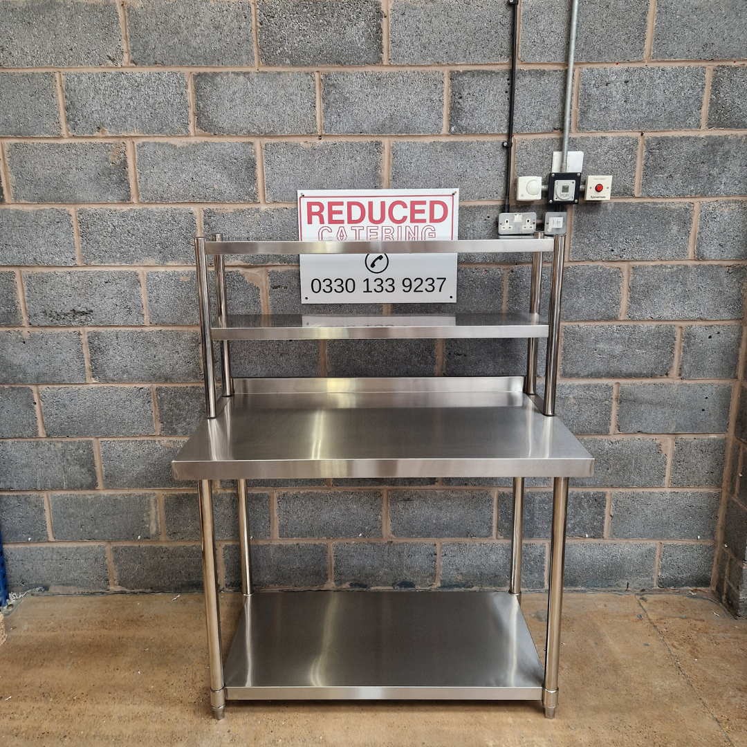 Stainless Steel Wall Prep table - 1200x700x900mm (WxDxH) With Double Chefs Gantry